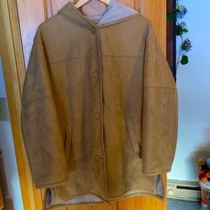 Fuzzy suede jacket, Liz Claiborne : brown